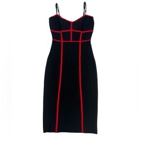 BCBGMAXAZRIA black and red contrast-trim bodycon dress Medium